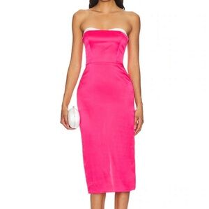 Amanda Uprichard Meline Midi Dress in Begonia & Ivory